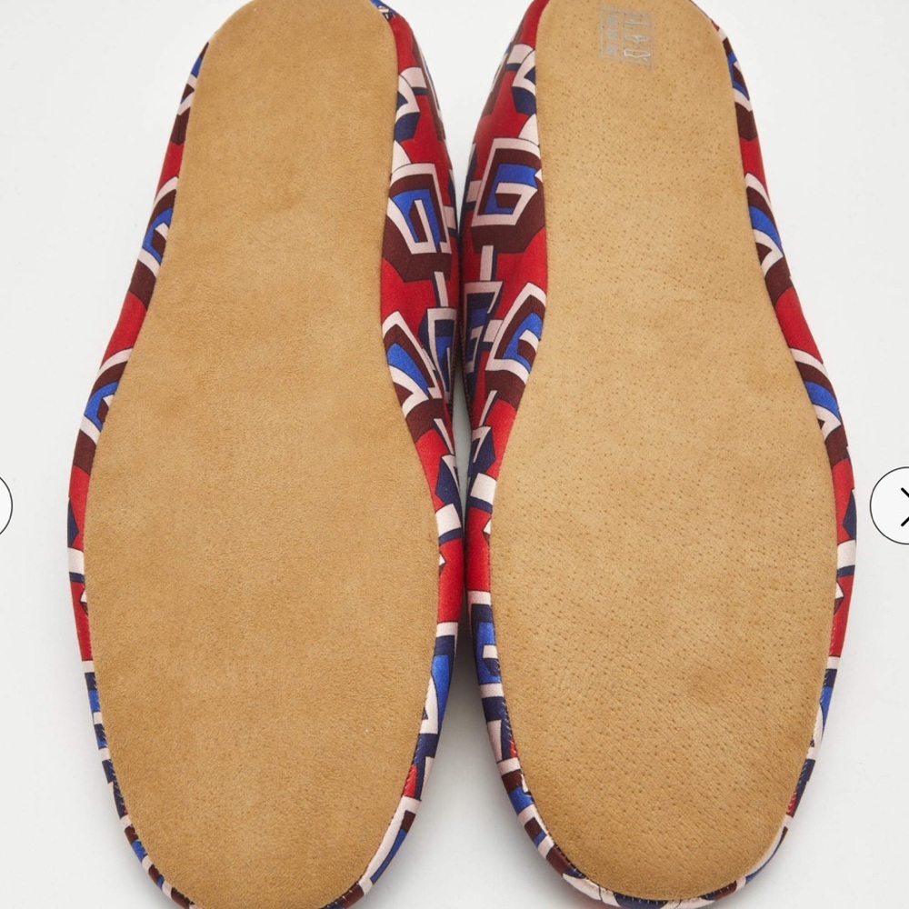 Gucci Red Satin Voyage Geometric G Print Slippers NEW in Box SZ 16 - Picture 8 of 12